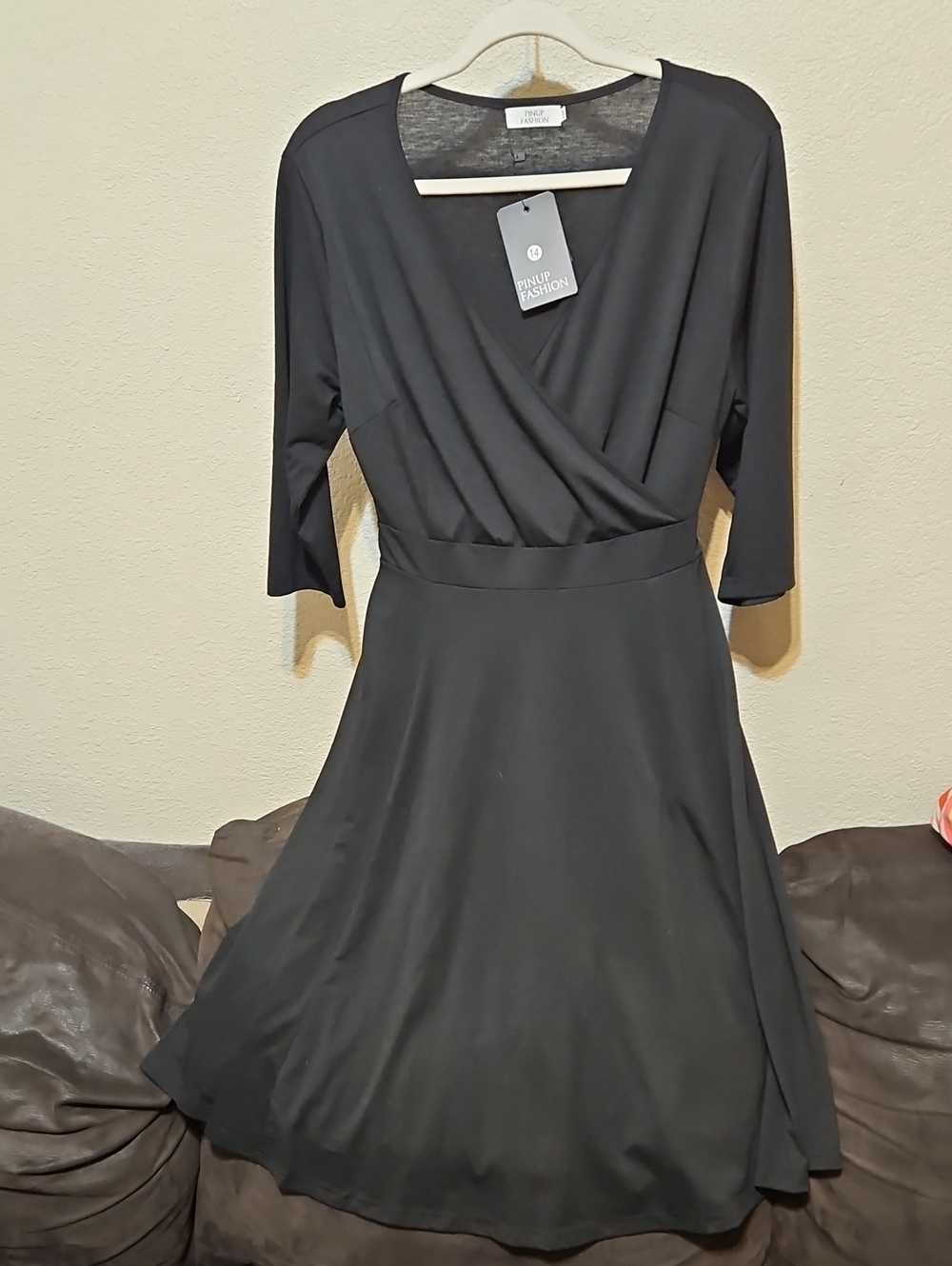 Pinup Couture Black Wrap-Front Midi Dress